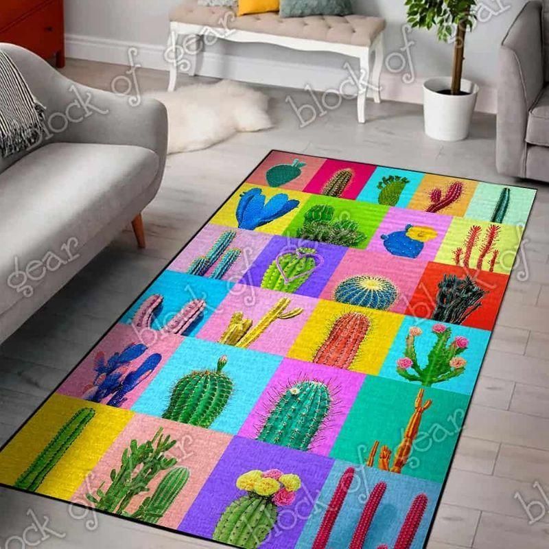 colorful cactus rectangle teppich 112 1510