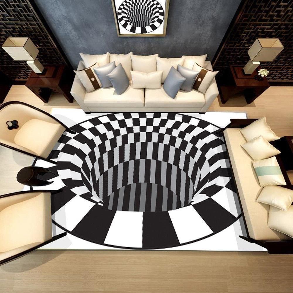 geometric design black hole 3d teppich floor teppich home decor homebeautyus 8653