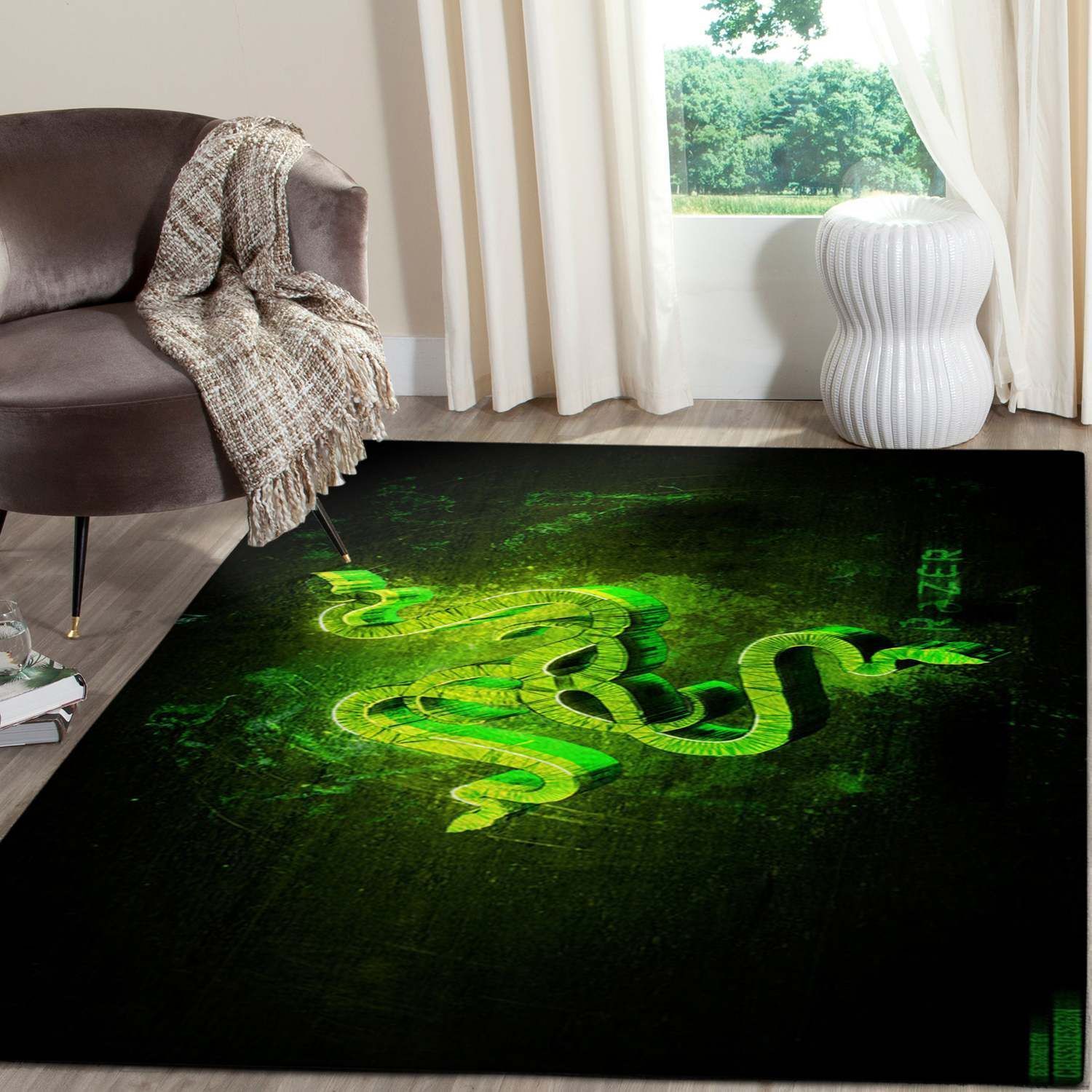  Teppiche, Dämm- & Schutzmatten 90 x 150 cm Fussmatte Innen grün  Gaming Teppich Grünes Geometrisches Druckdesign Zeitgenössisch Rug for  Living Room