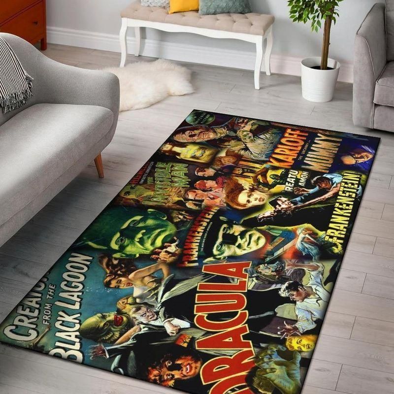 vintage movie monsters teppichhalloween carpet dracula carpet frankenstein carpet creature from the black lagoon mummy carpet teppich 6334
