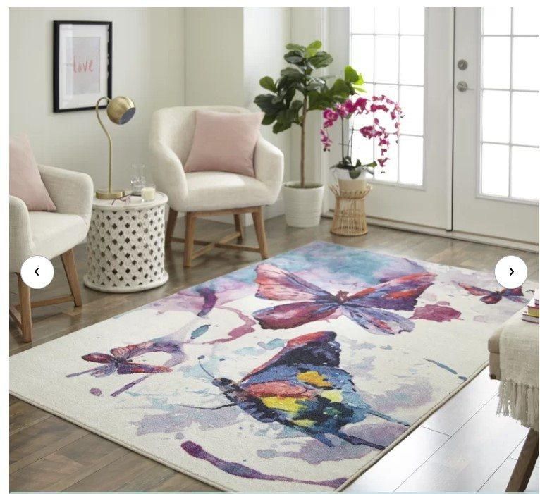 watercolor butterflies purple white cl240961mdr teppich 1281