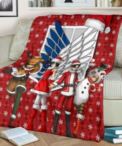 attack on titan anime aot merry christmas outfit santa snowman reindeer flanelldecke sofadecke fleecedeckesvwpj
