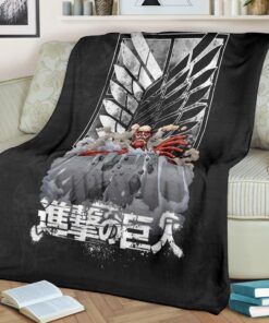 attack on titan anime colossal titan wrecking wall wings of freedom symbol flanelldecke sofadecke fleecedeckesa7cx