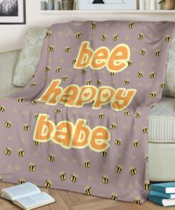 bee happy babe cute tiny flanelldecke sofadecke fleecedeckeh5sgc