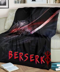 berserk anime guts armor armadura with sword artwork red highlight flanelldecke sofadecke fleecedeckebc2kz