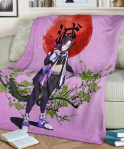 demon slayer shinobu wearing modern clothes purple theme flanelldecke sofadecke fleecedeckeudsku