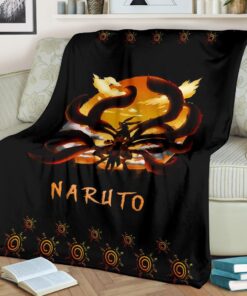 naruto anime naruto eight trigram seal with kyuubi nine tails flanelldecke sofadecke fleecedeckebtyrk