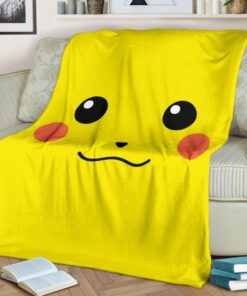 pokemon anime cute minimalist pikachu yellow face flanelldecke sofadecke fleecedeckelmsby