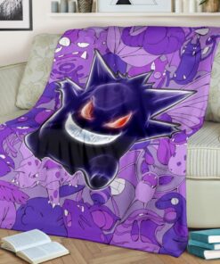 pokemon anime evil hintergrund gengar red eyes with purple pokemons flanelldecke sofadecke fleecedeckezo6v9