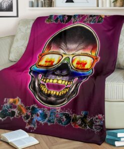 valentine colorful rap skull wearing glasses loving explode flanelldecke sofadecke fleecedeckeekxrm