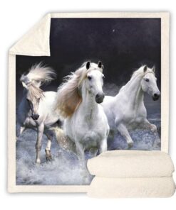 white horses animal horses flanelldecke sofadecke fleecedeckeyeyih