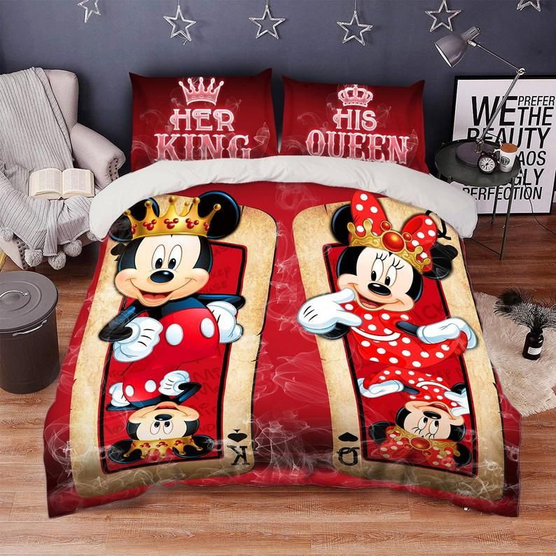 Bettwäsche Set für ihren König, Set Mickey Bettwäsche Paar, Minnie, seine Disney Königin