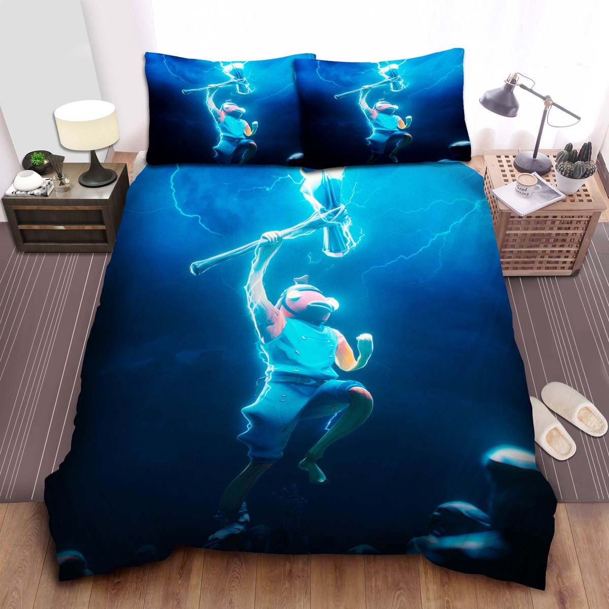 fortnite fishstick and the stormbreaker hammer bed sheets spread bettwäsches 5344