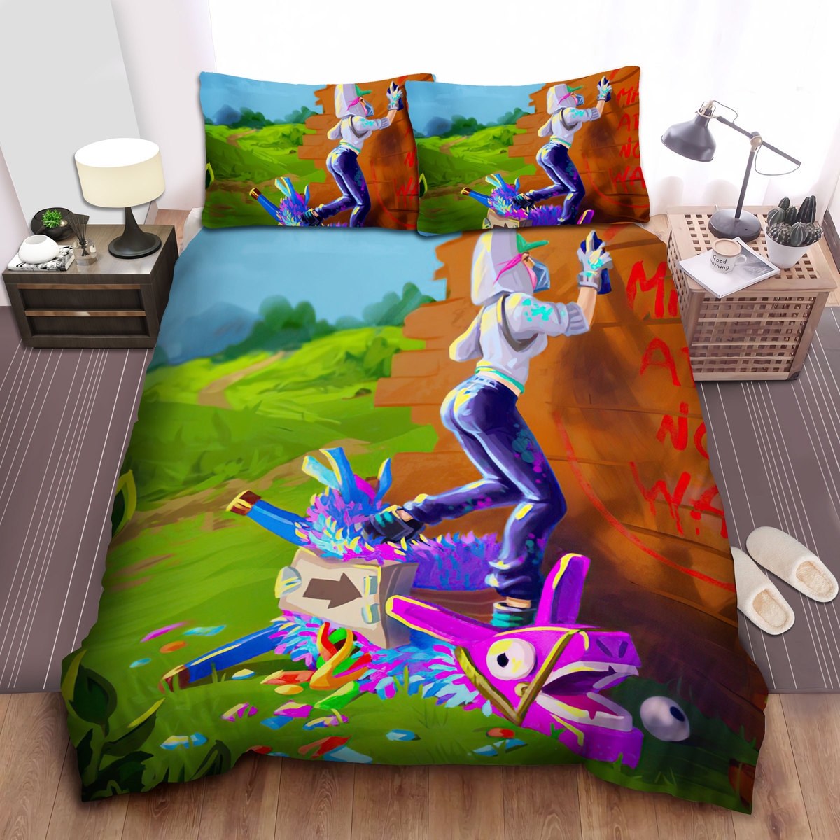 fortnite funny llama digital painting bed sheets spread bettwäsches 6065