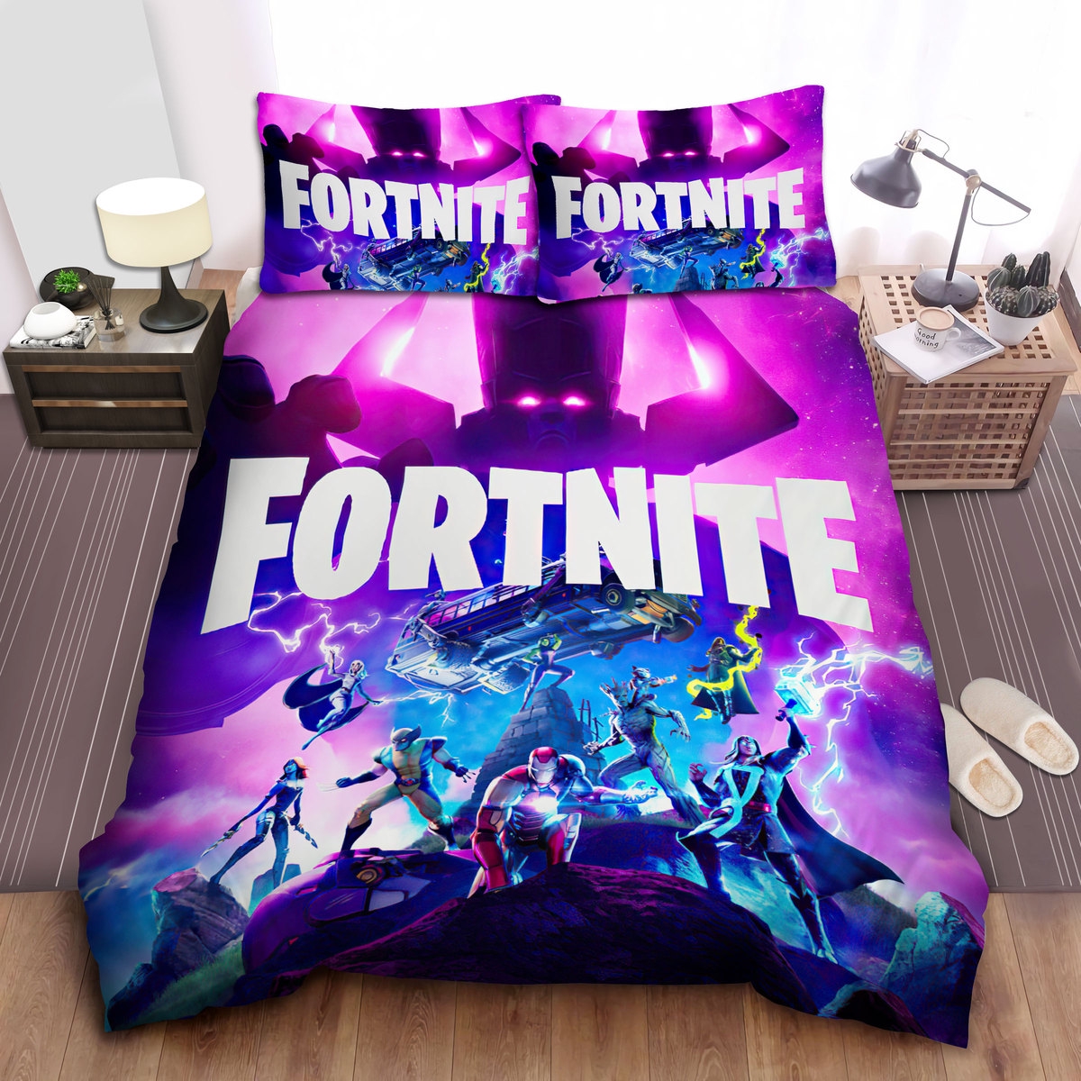 fortnite marvel comic heroes skins bed sheets spread bettwäsche 3246