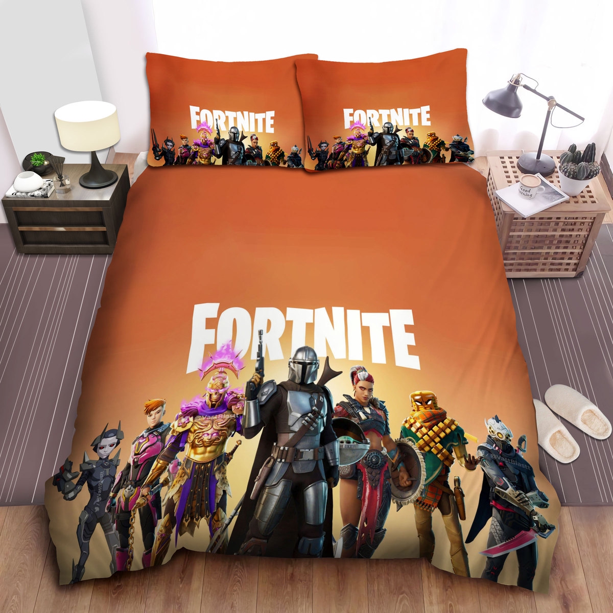fortnite season 5 poster featuring the mandalorian bed sheets spread bettwäsches 2726