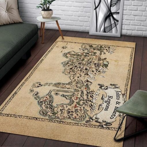 pokemon johto and kanto regions vintage map teppich haus dekoration schlafzimmer wohnzimmer dekor 4929
